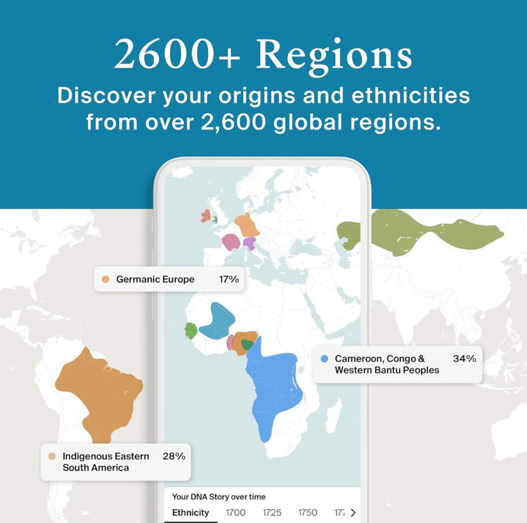 AncestryDNA Genetic Test Kit: Personalized Genetic Results, DNA Ethnicity Test, Origins & Ethnicities, Complete DNA Test.