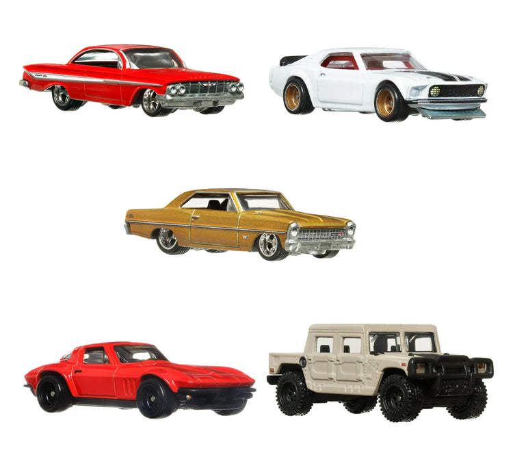 Hot Wheels Cars, Premium Fast & Furious 1:64 Scale 5-Pack Die-Cast Toy Cars for Collectors