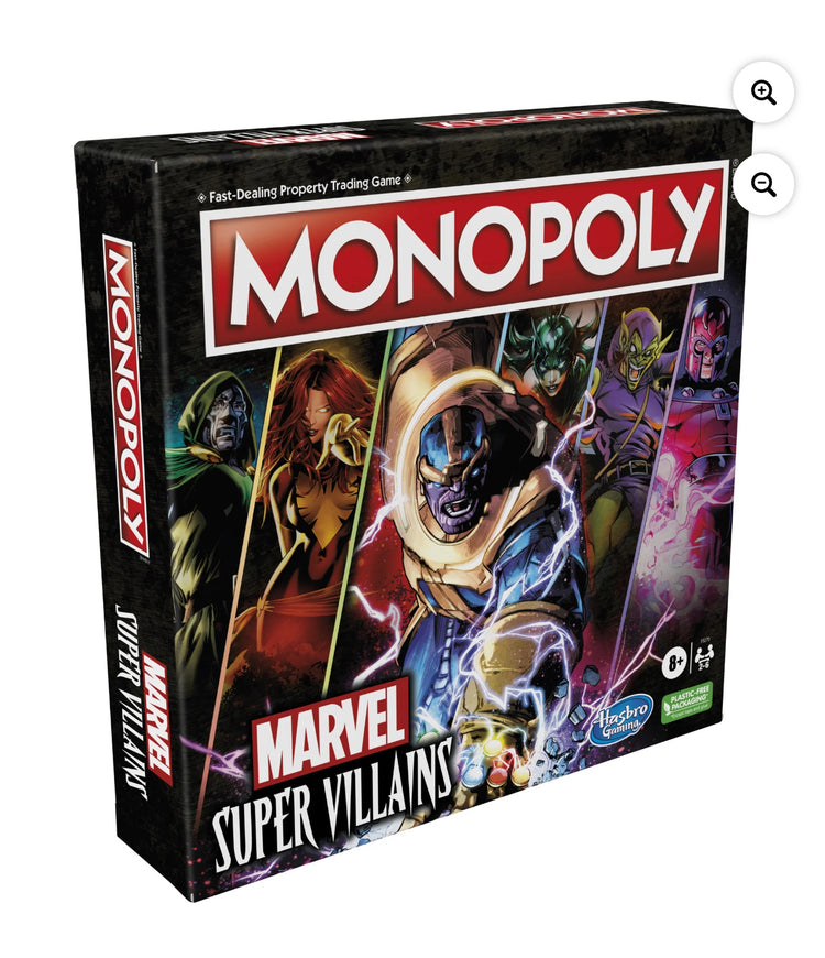 Monopoly Marvel Super Villains Edition Board Game for Kids and Family Ages 8 and Up, 2-6 Players.