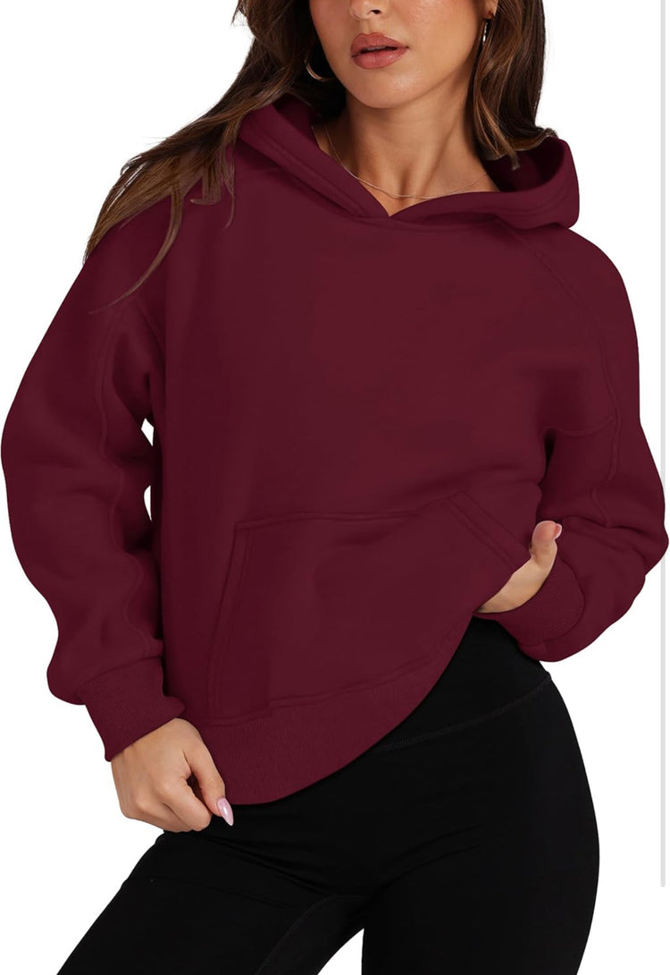 OFEEFAN Hoodies for Womens Sweatshirt Cropped Fall Fashion 2024 Outfits Trendy Fleece Pullover Long Sleeve Tops