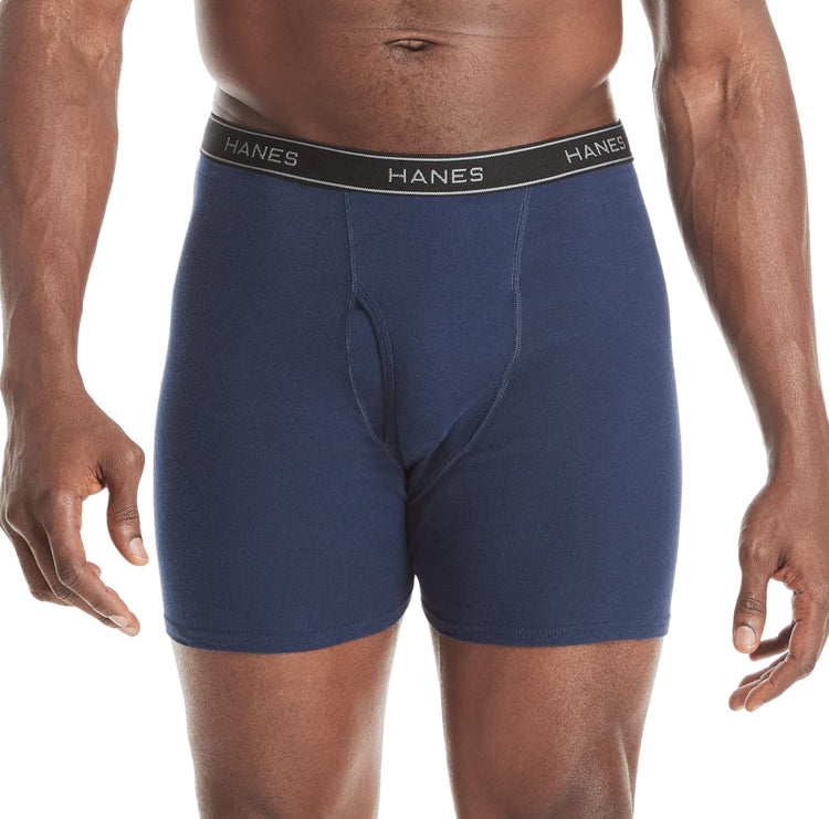 Size L Hanes Men's Boxer Briefs, Soft and Breathable Cotton Underwear with ComfortFlex Waistband, Multipack (6)