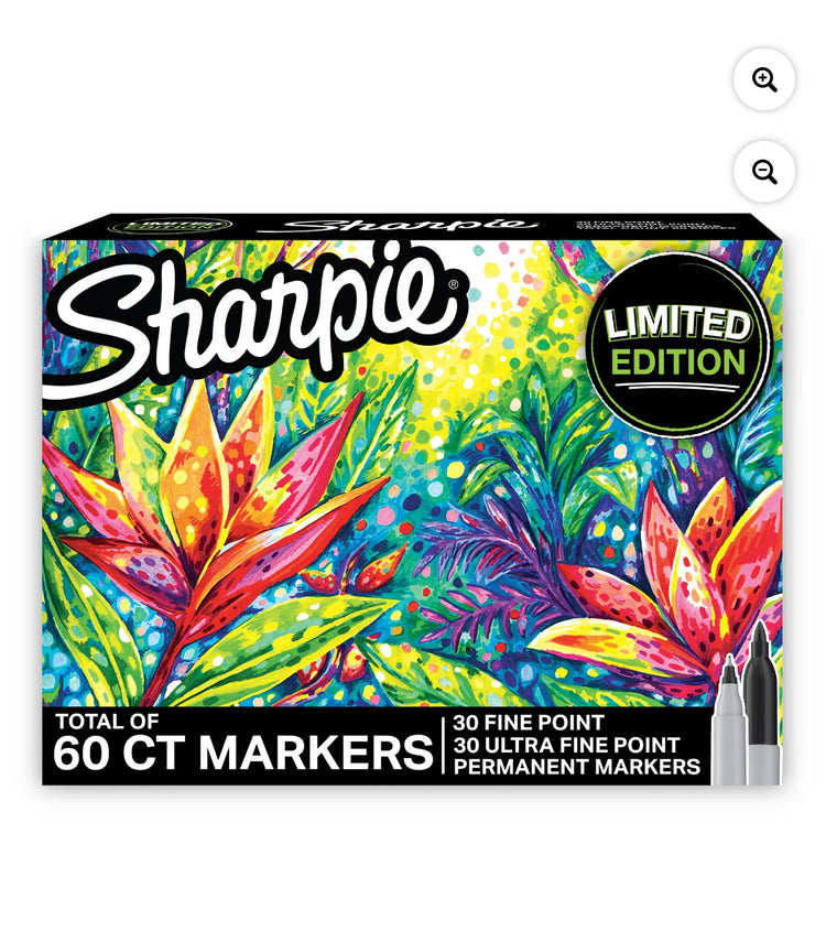 Sharpie Permanent Markers Limited Edition Set, Fine Point and Ultra Fine Point, 60 Count.