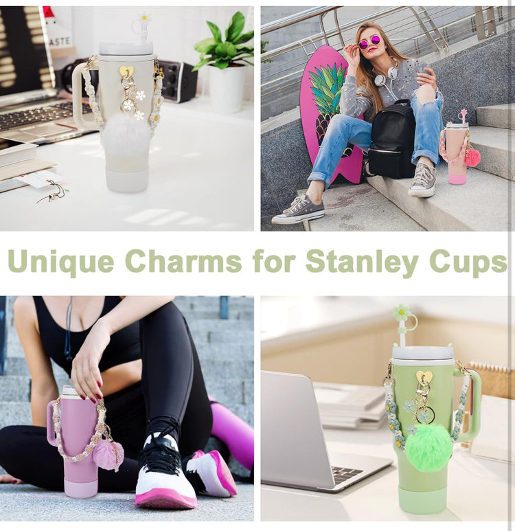 Stanley Cup Accessories Set- Water Bottle Handle Strap, Siliocne Stanley Cup Boot, Stanley Charms for Stanley Cup 40oz Tumbler