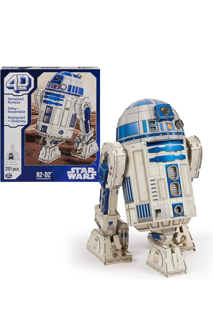 Spin Master Games 4D Build Star Wars R2-D2 Cardstock 3D Model Kit, Star Wars Gifts, Star Wars Toys Desk Décor for Star Wars Fans & Collectors, Adults & Teens 12+