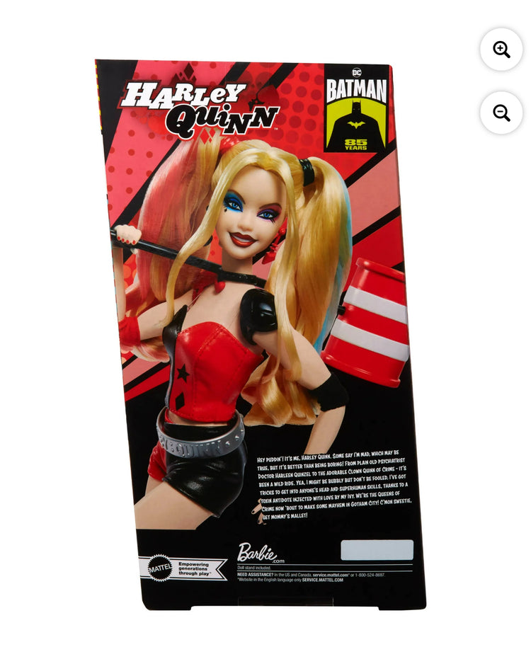 Barbie Signature Harley Quinn Collectible Doll with Posable Body, Iconic Outfit, and Mallet Accessory.