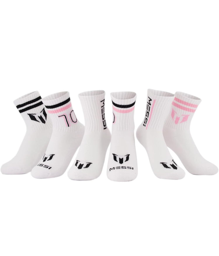 Messi Girls' Lifestyle Crew, 6-Pack Kids Socks, Soft & Stretchy, Comfortable. Size M