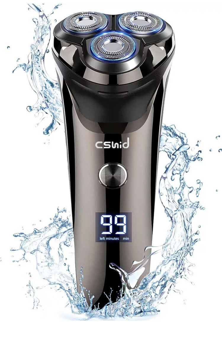 4D Electric Shaver for Men, IPX7 Waterproof Electric Razor Dry Wet Rotary Face Shaver Rechargeable Cordless Travel Beard Trimmer w/ LED Display & Charging Stand & Pop Up Trimmer for Dad Husband