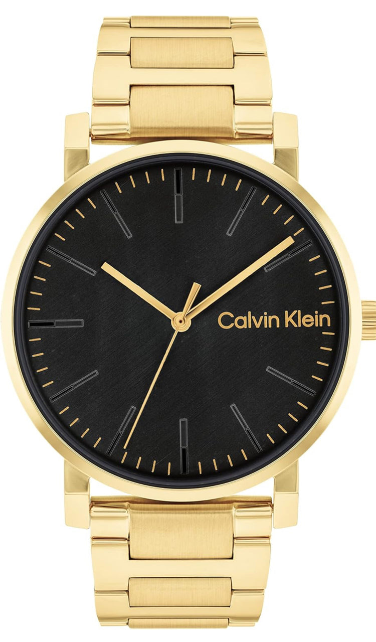 Calvin Klein Men's Quartz Stainless Steel Case and Link Bracelet Watch, Color: Gold Plated (Model: 25200257)