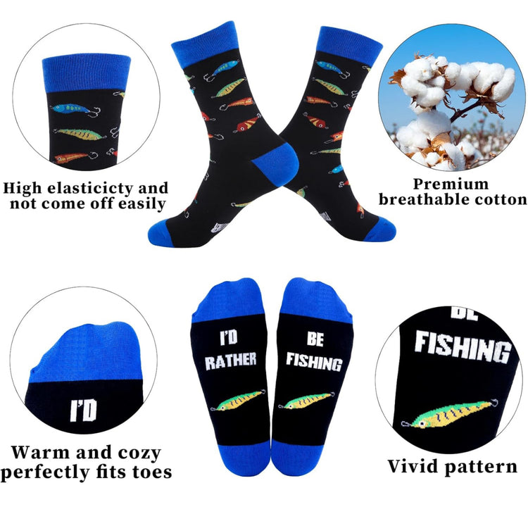 GOAUS Fishing Gifts for Men, Funny Hat and Socks, Christmas Stocking Stuffers for Him Boys Dad Son Husband Boyfriend Grandpa.