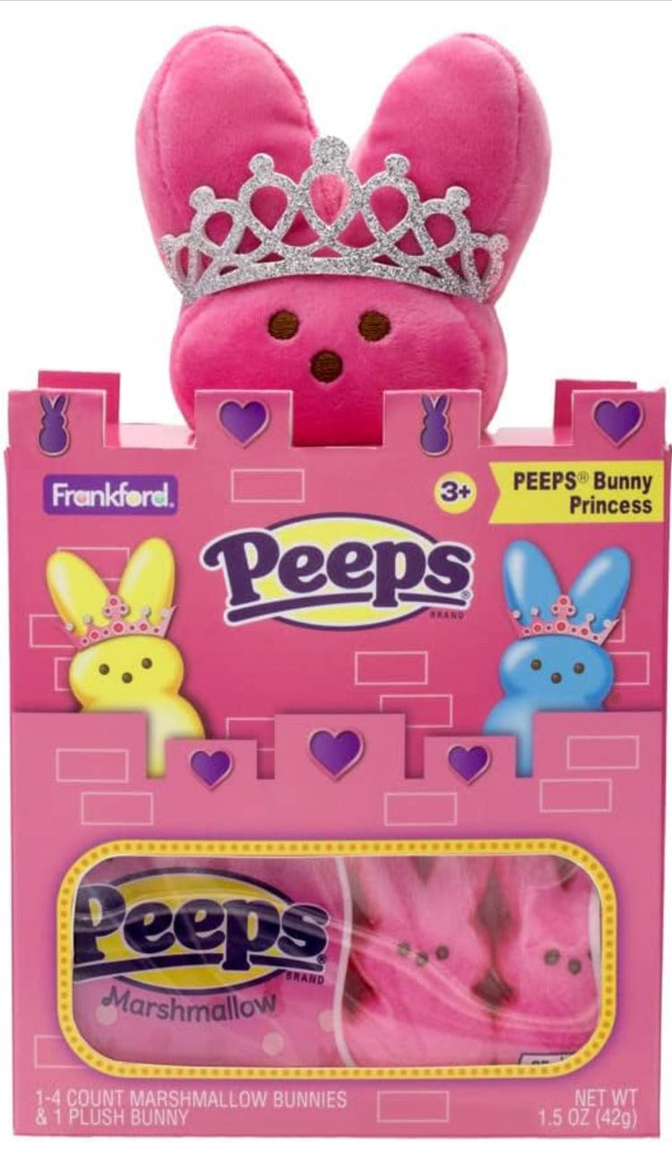 Peeps® Bunny Princess Castle Easter Basket Stuffer Or Mothers Day Gift Set, Includes Pink Plush Bunny Princess Stuffed Toy with Tiara & 4 Count Peeps® Marshmallow Candy