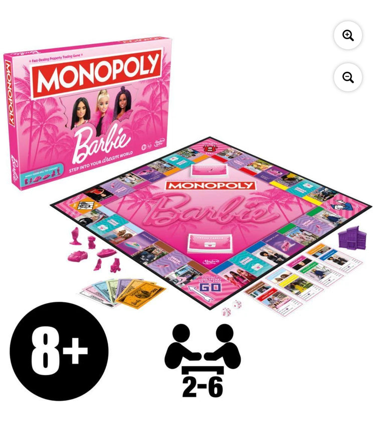 Monopoly: Barbie Edition Board Game, Family Games for 2-6 Players, Ages 8+