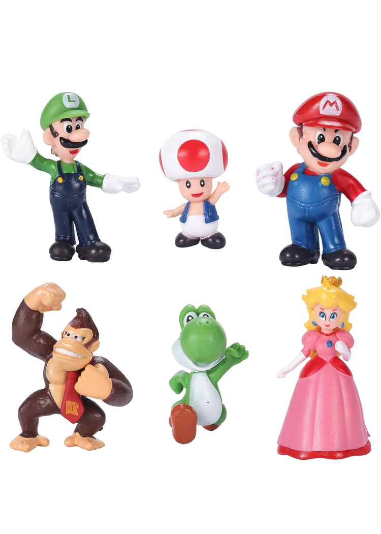 6 pcs/Set Mario Figures Toy - Mario & Luigi Figurines – Yoshi & Mario Bros Action Figures （2 inch)