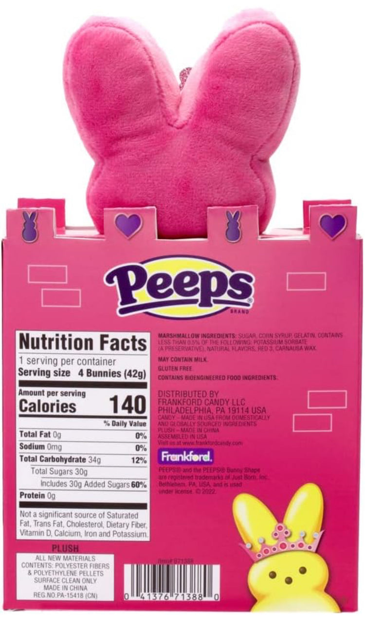 Peeps® Bunny Princess Castle Easter Basket Stuffer Or Mothers Day Gift Set, Includes Pink Plush Bunny Princess Stuffed Toy with Tiara & 4 Count Peeps® Marshmallow Candy