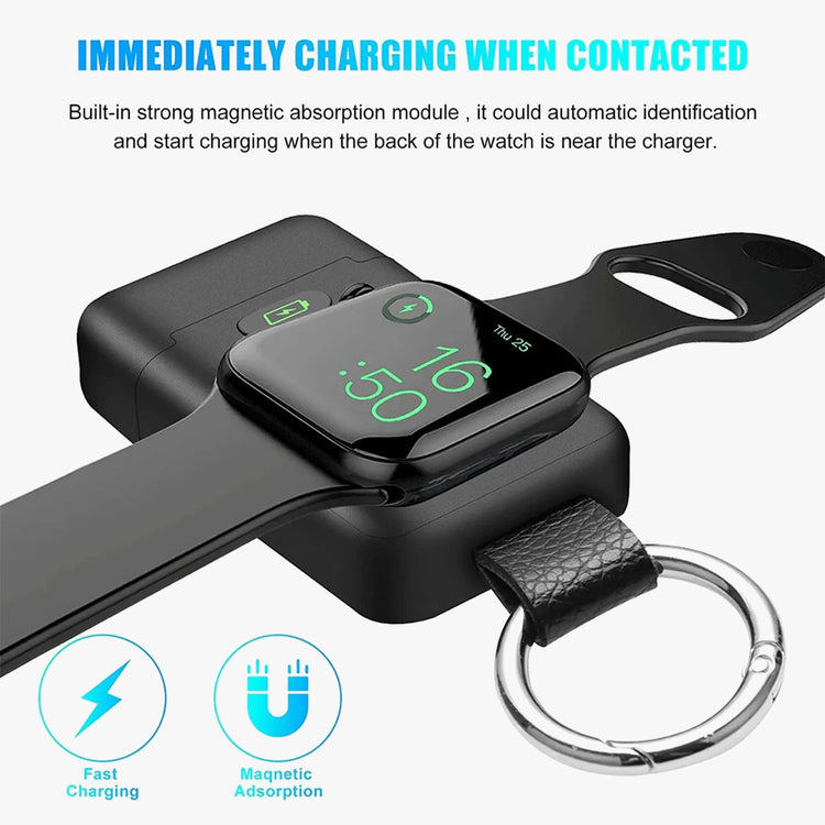 HUOTO Portable Charger for Apple Watch,2 Pack Magnetic Keychain Wireless Power Bank Watch Charger for Apple Watch Series 9/8/7/6/SE/5/4/3/2/1/UItra/UItra 2,1400mAh Travel iWatch Charger Style Gift.