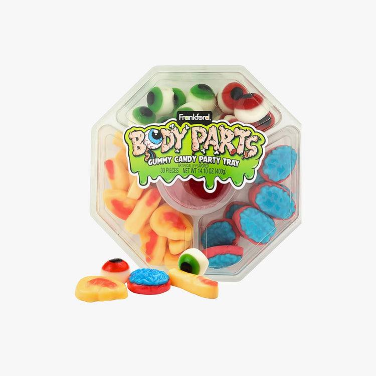 Halloween Gummy Body Parts Party Tray, Eyeballs, Fingers, Brains, and Ears, 14.10 Ounces