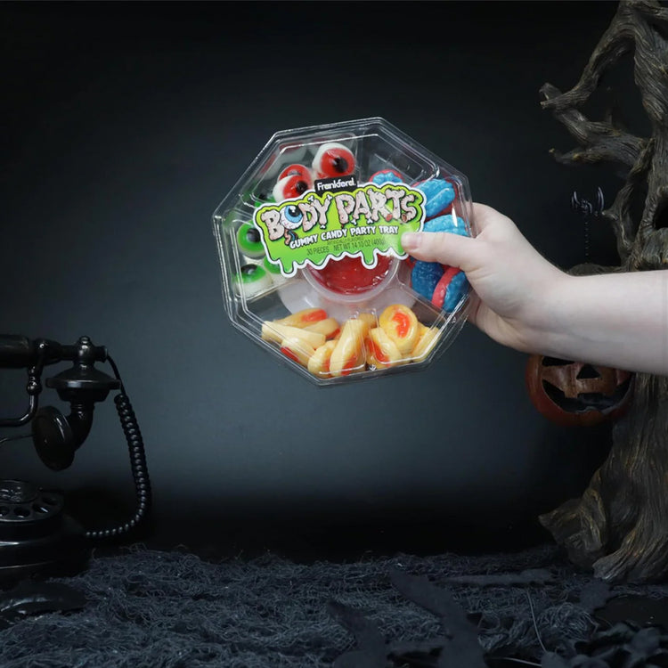 Halloween Gummy Body Parts Party Tray, Eyeballs, Fingers, Brains, and Ears, 14.10 Ounces