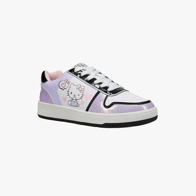 Hello Kitty by Sanrio Women’s Lavendar Casual Court Sneaker, Sizes 6-11, Regular Width. Size 8 and 9 in woman.