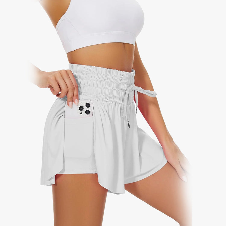 High Waist Flowy Athletic Shorts for Women Butterfly Shorts High Rise Workout Gym Shorts.