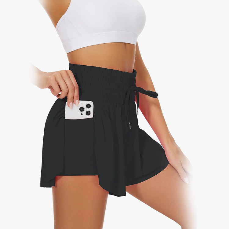 High Waist Flowy Athletic Shorts for Women Butterfly Shorts High Rise Workout Gym Shorts.