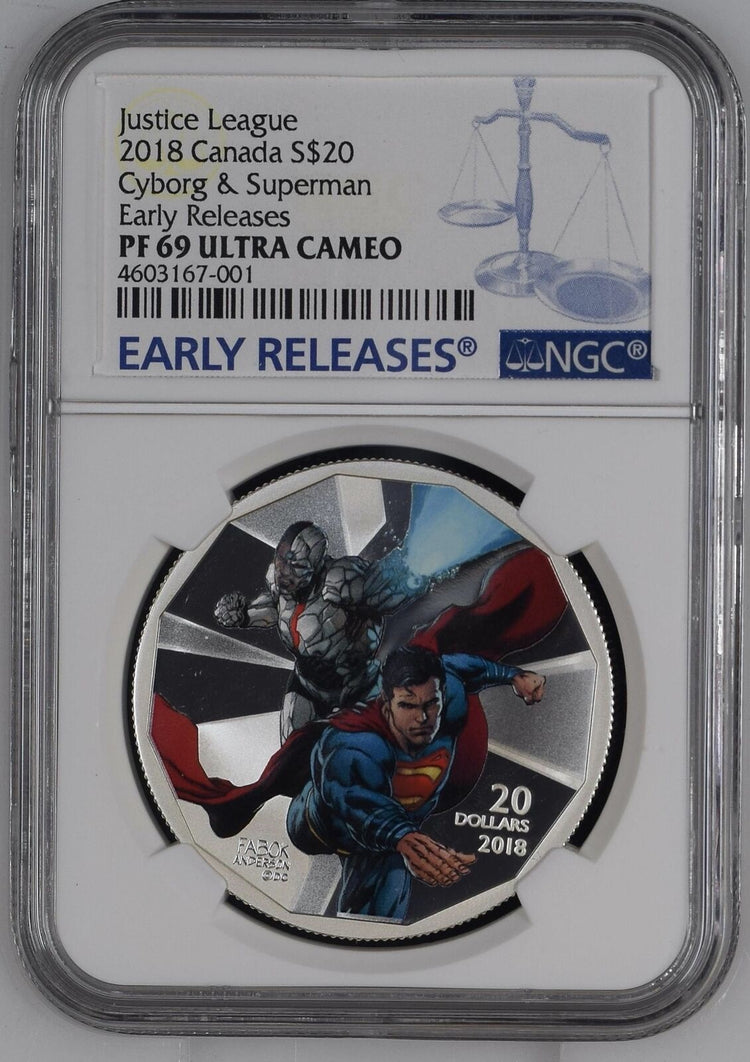 Justice League Cyborg & Superman 2018 Canada $20 Silver Coin NGC 69 Ultra Cameo