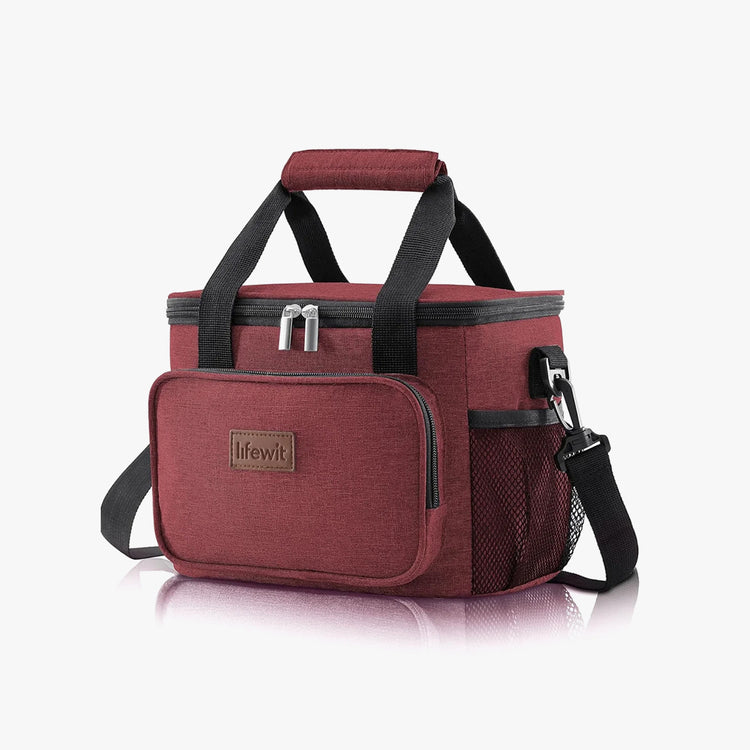 Lifewit Medium Lunch Bag Insulated Lunch Box Soft Cooler Cooling Tote for Adult Men Women, Burgundy And Black 12-Can (8.5L)