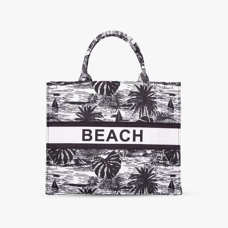 London Fog Women's Beach Canvas Tote Bag Black