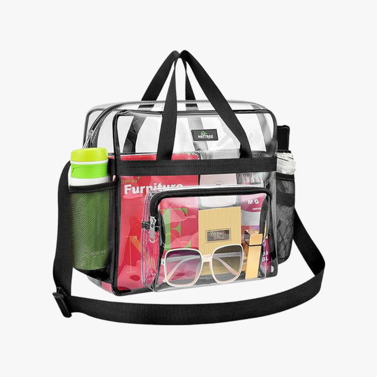 MAY TREE Clear Bag for Stadium Events 12×6×12 Clear Tote Lunch Bag with Reinforced Straps for Work and Sporting Events