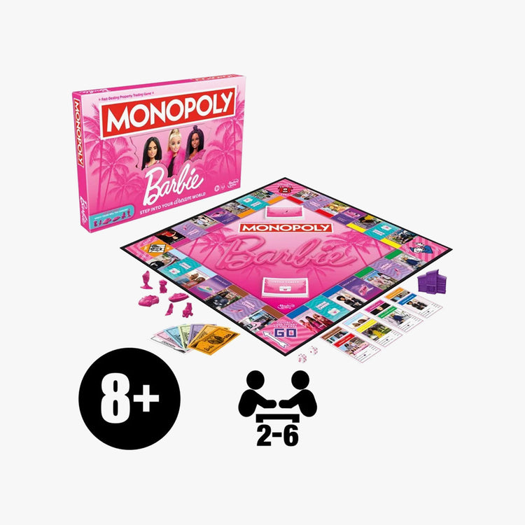 Monopoly: Barbie Edition Board Game, Family Games for 2-6 Players, Ages 8+