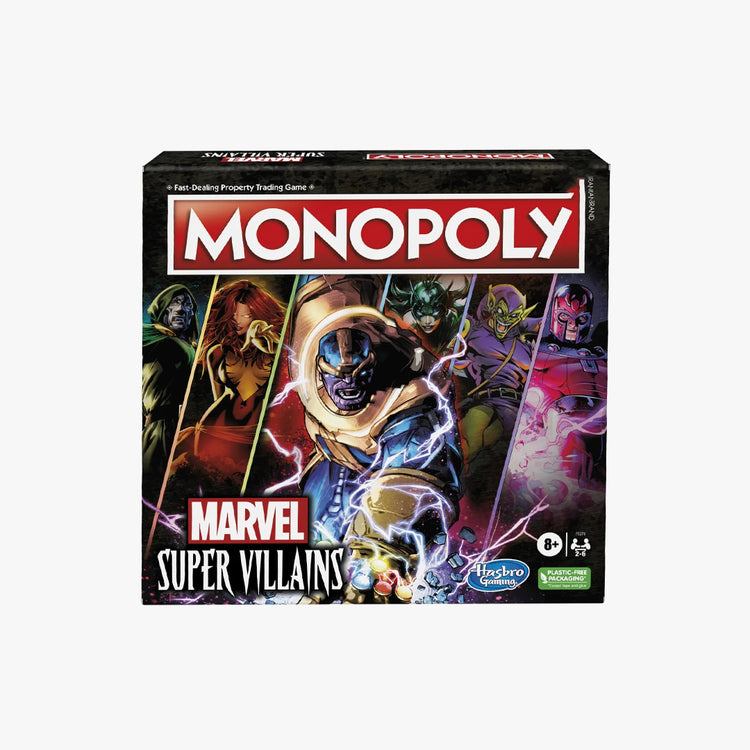 Monopoly Marvel Super Villains Edition Board Game for Kids and Family Ages 8 and Up, 2-6 Players.