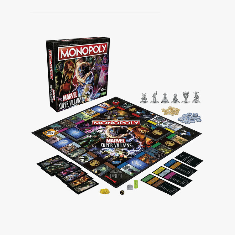 Monopoly Marvel Super Villains Edition Board Game for Kids and Family Ages 8 and Up, 2-6 Players.