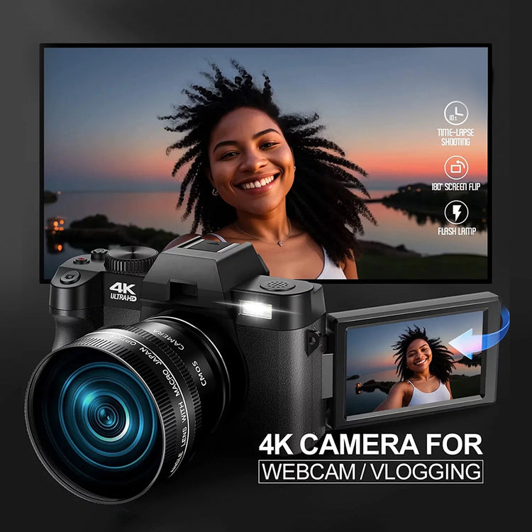 NBD Digital Camera 4K Ultra HD 48MP All-in-One Vlogging Camera with Wide Angle Lens, Digital Zoom 16x and 3" Screen