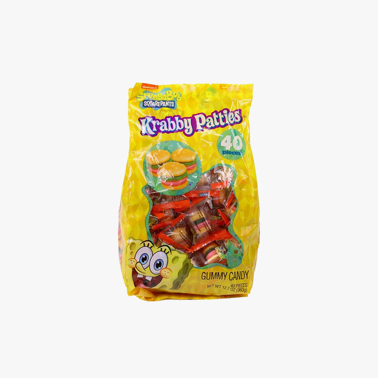 Nickelodeon SpongeBob Squarepants Krabby Patty Gummy Candy, Individually Wrapped Pattie (40 Count), Halloween Candy.