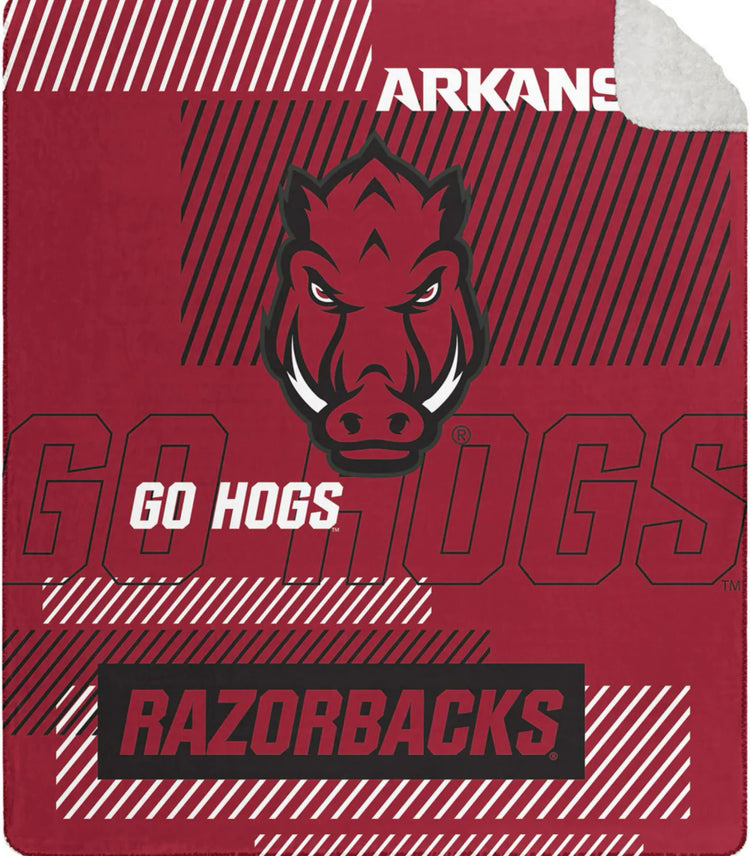 Officially License NCAA Cloud Throw Blanket with Sherpa Back 60” x 70”. Arkansas Razorbacks