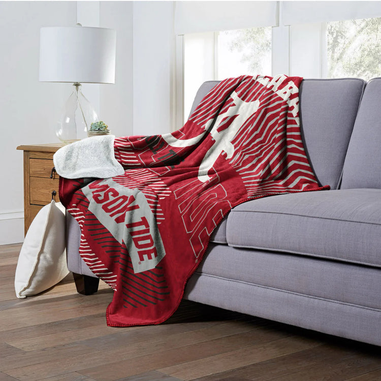 Officially License NCAA Cloud Throw Blanket with Sherpa Back 60” x 70”. Alabama Crimson Tide.