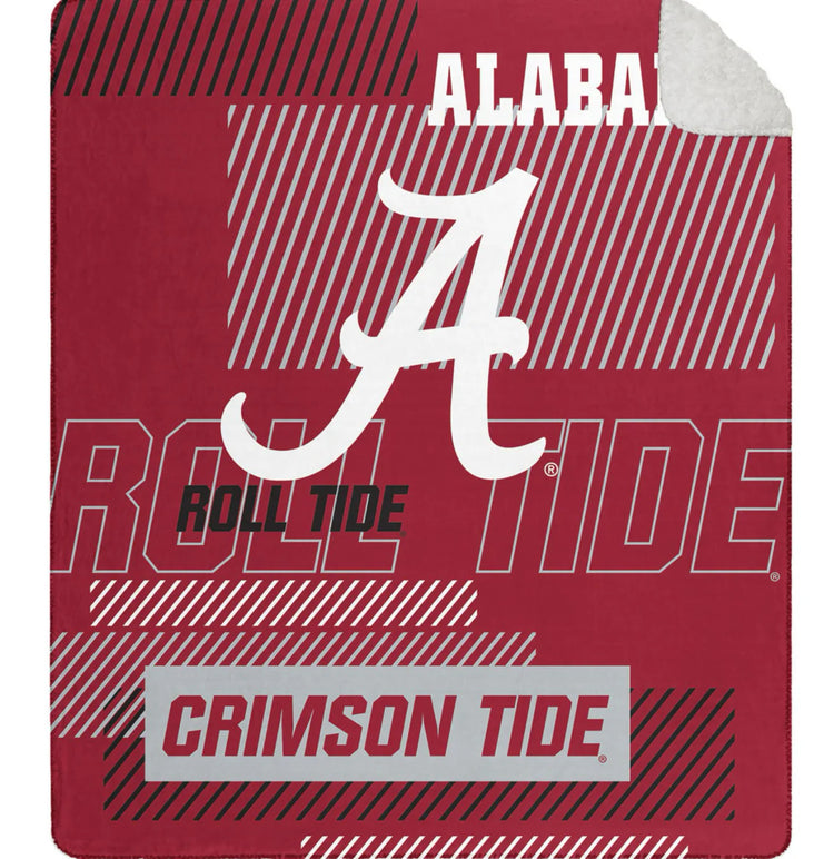 Officially License NCAA Cloud Throw Blanket with Sherpa Back 60” x 70”. Alabama Crimson Tide.