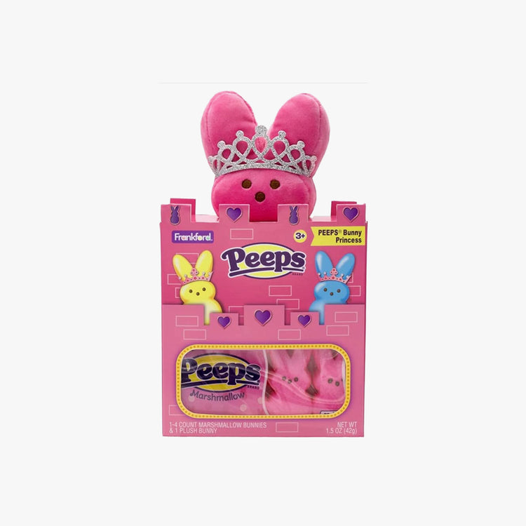 Peeps® Bunny Princess Castle Easter Basket Stuffer Or Mothers Day Gift Set, Includes Pink Plush Bunny Princess Stuffed Toy with Tiara & 4 Count Peeps® Marshmallow Candy