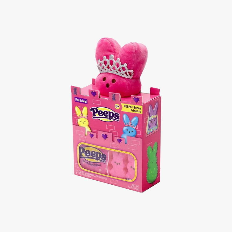 Peeps® Bunny Princess Castle Easter Basket Stuffer Or Mothers Day Gift Set, Includes Pink Plush Bunny Princess Stuffed Toy with Tiara & 4 Count Peeps® Marshmallow Candy