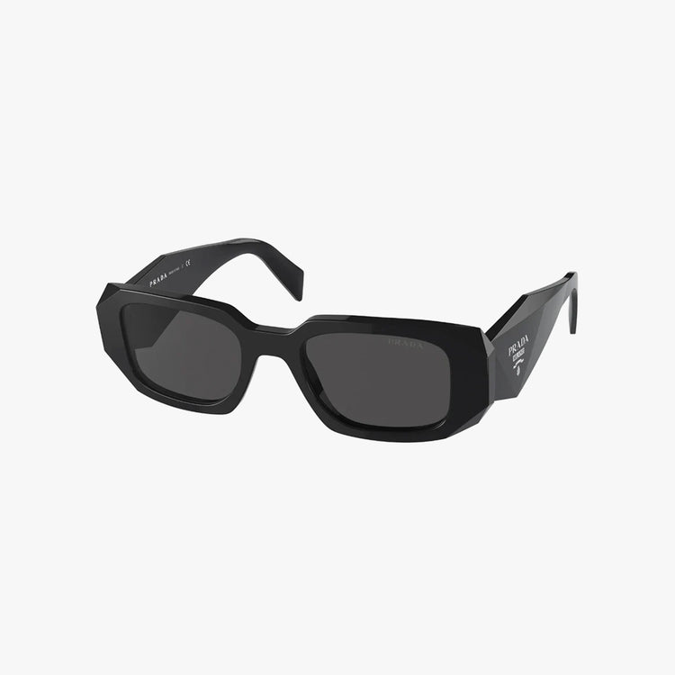 Prada PR 17WS Plastic Womens Rectangle Sunglasses Black 49mm Adult