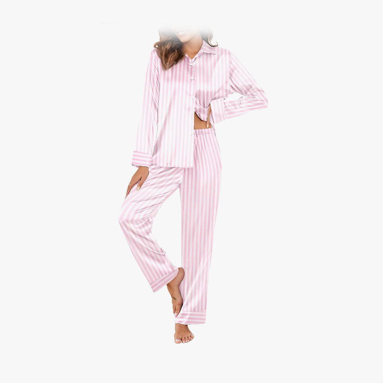 Ekouaer Classic Satin Pajamas for Women Long Sleeve Button Down Sleepwear Soft Silk Loungewear Pjs Set S-M