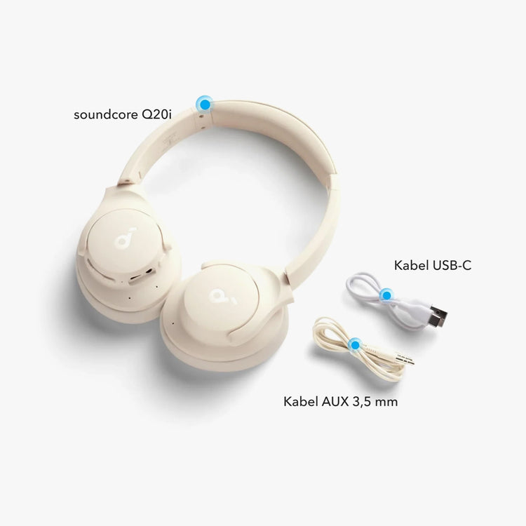 Soundcore by Anker Q20i Hybrid Active Noise Cancelling Headphones, Wireless Over-Ear Bluetooth, 40H Long ANC Playtime, Hi-Res Audio, Big Bass, Customize via an App, Transparency Mode