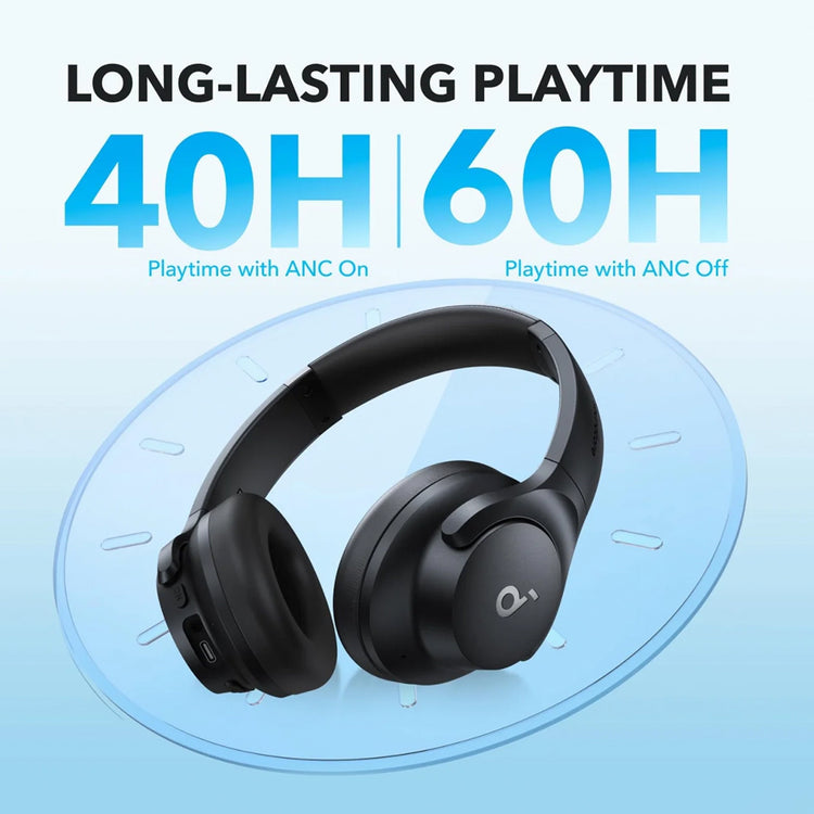 Soundcore by Anker Q20i Hybrid Active Noise Cancelling Headphones, Wireless Over-Ear Bluetooth, 40H Long ANC Playtime, Hi-Res Audio, Big Bass, Customize via an App, Transparency Mode