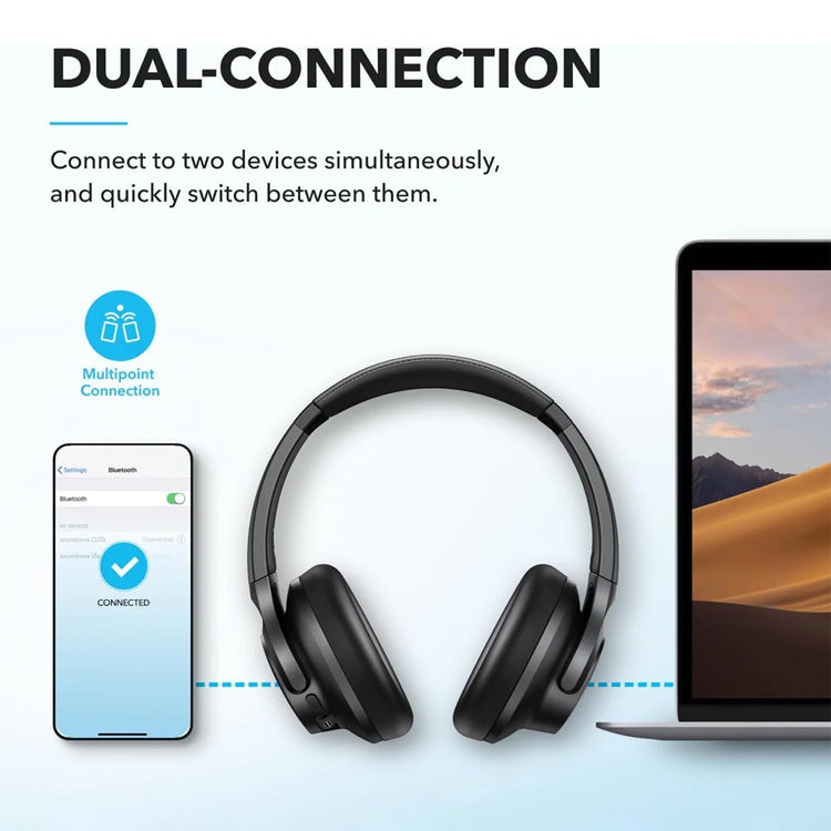 Soundcore by Anker Q20i Hybrid Active Noise Cancelling Headphones, Wireless Over-Ear Bluetooth, 40H Long ANC Playtime, Hi-Res Audio, Big Bass, Customize via an App, Transparency Mode