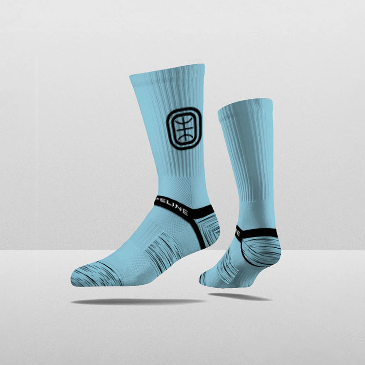 Strideline Overtime Elite Crew Socks. 3 Pack. Black, Blue and Green.