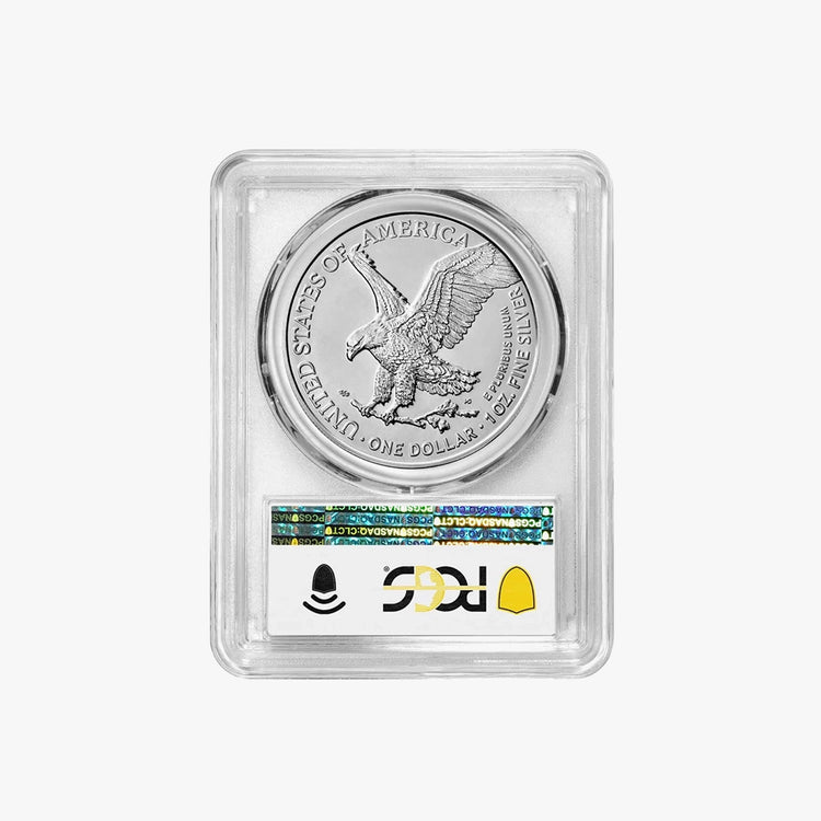 The United States Mint 2023 $1 American Silver Eagle PCGS MS70 FS Trump 45th President Coin