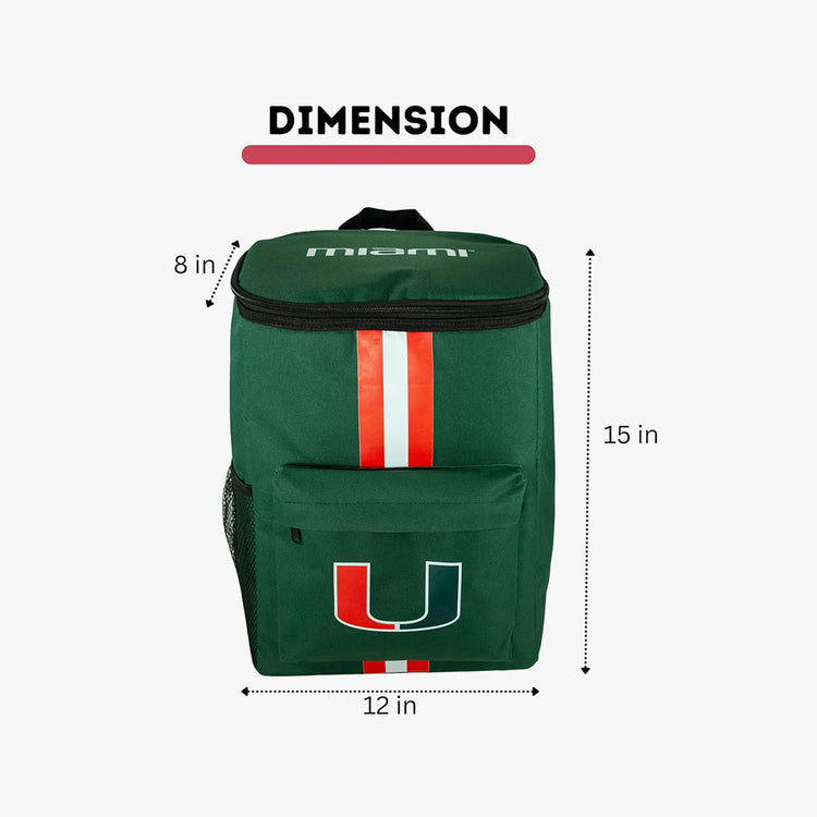 University of Miami Canes Cooler Backpack – Portable Soft Sided Ice Chest – Insulated Bag Holds 36 Cans - Acc Football Gear – Show Your Team Spirit with Officially Licensed Fan Gear.