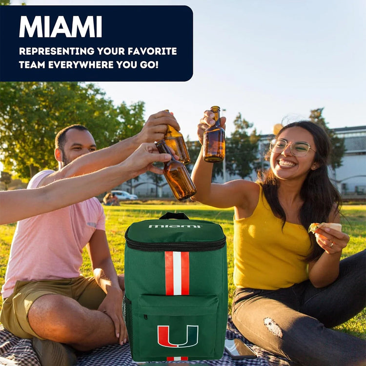 University of Miami Canes Cooler Backpack – Portable Soft Sided Ice Chest – Insulated Bag Holds 36 Cans - Acc Football Gear – Show Your Team Spirit with Officially Licensed Fan Gear.