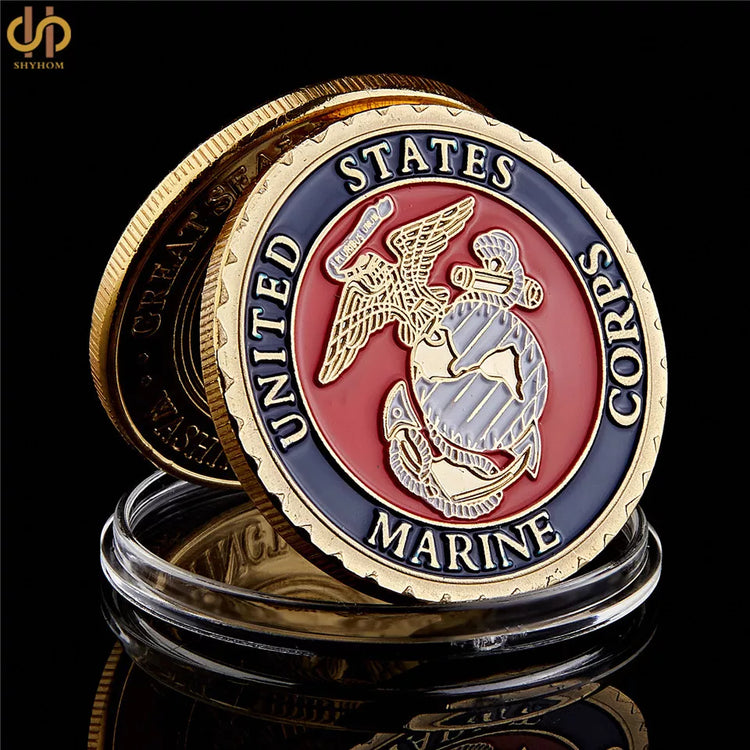 US Marine Corps Vietnam War Military Gold Challenge Coin USA Souvenir