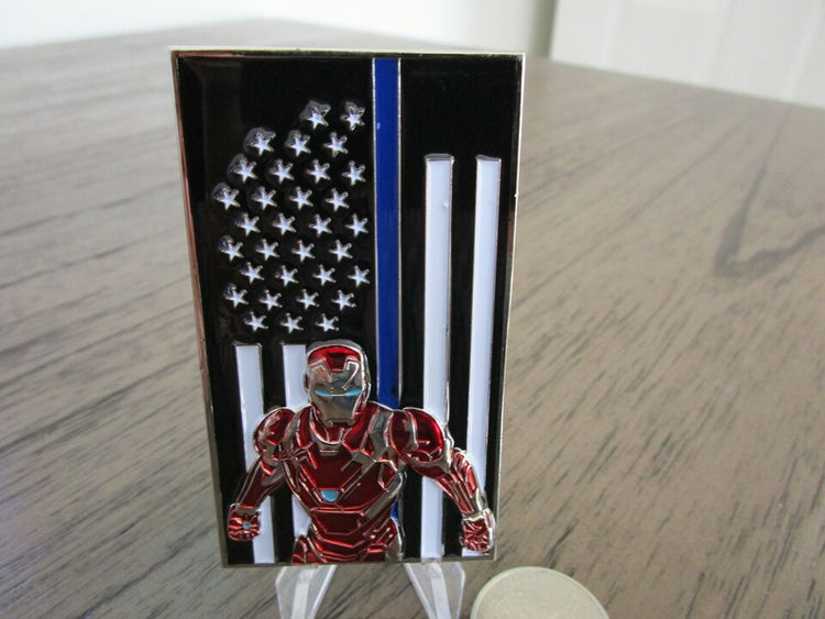 Iron Man Avengers Thin Blue Line Law Enforcement Police Challenge Coin