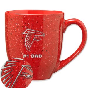 Rico Industries NFL Football Atlanta Falcons #1Dad 16 oz Team Color Laser Engraved Speckled Ceramic Coffee Mug.