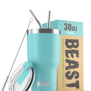 Beast 30 oz Tumbler Stainless Steel Vacuum Insulated Coffee Ice Cup Double Wall Travel Flask (Lemongrass Green, Aquamarine Blue, and Royal Blue)